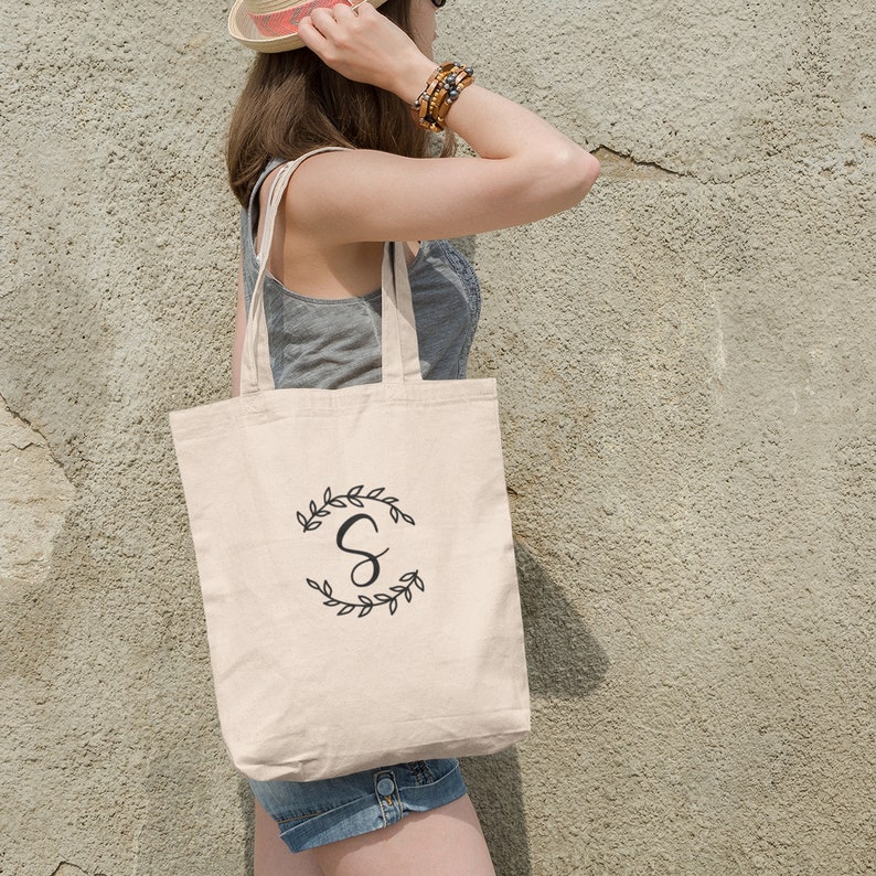 Personalized Canvas Tote Bag Initial Tote 3 Sizes to Choose - Etsy