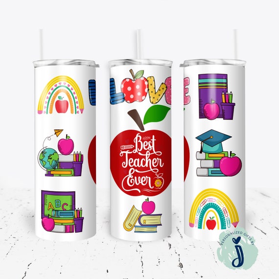 teacher appreciation tumbler,  teacher gift, cute teacher gift, Rainbow Teacher Tumbler Design T1002