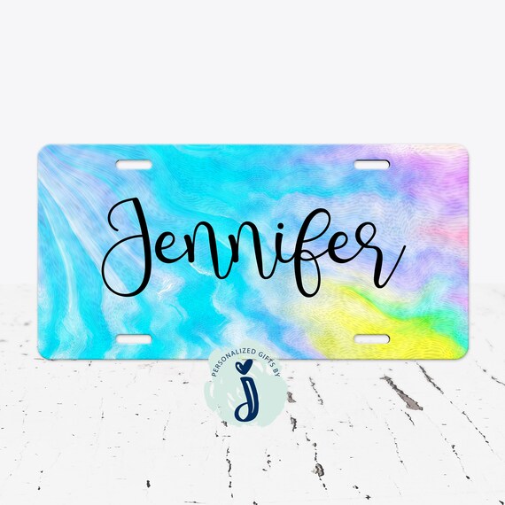 Tie Dye License Plate , Personalized Car Tag, Rainbow Tie Dye Car Tag, Monogram Plate, Personalized Plate, Front License Plate