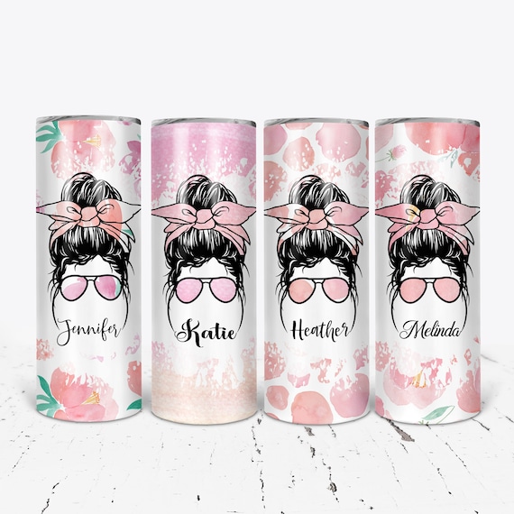 Personalized Floral Watercolor Tumbler, 20 oz metal tumbler, Pink and Peach Tumbler, Bridesmaid Gift, Friend Gift, Sublimation WED1-12