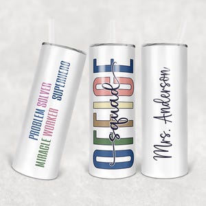 Tumbler Personalized Office Squad 20oz Stainless Steel Insulated Cup - Custom Drinkware Gift for Work & Home