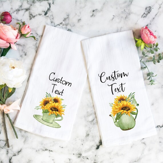 Personalized Kitchen Towel, New Home Gift, Hostess Gift, Personalized Christmas Gift, sunflower design4