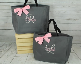 Set of 4 Bridesmaids Gifts, Personalized Tote Bag, Gift for her, Monogrammed Tote Wedding Tote Bridal Party Personalized Tote Bag (ESS1)