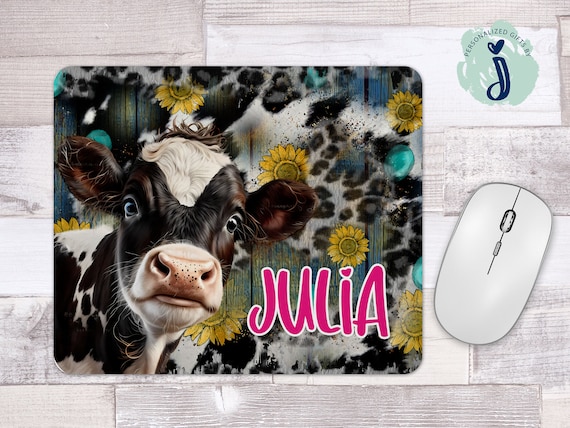 Personalized Mousepad, Cow Western Design Mousepad, Cowhide, leopard, turquoise, sunflower