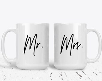 Mr and Mrs Mug Set Gift for Couple Bride and Groom Anniversary Couples Custom Personalized Bridal Shower Wedding Gift Ideas, Bride Mug Groom