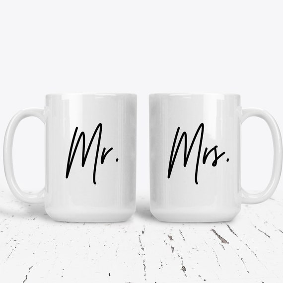 Mr and Mrs Mug Set Gift for Couple Bride and Groom Anniversary Couples Custom Personalized Bridal Shower Wedding Gift Ideas, Bride Mug Groom