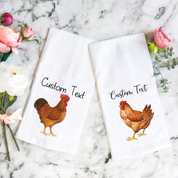 Personalized Kitchen Towel, New Home Gift, Hostess Gift, Personalized Christmas Gift, chicken decor