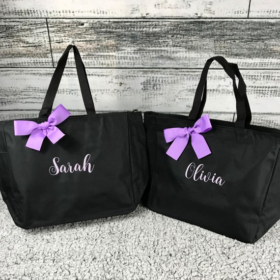 Tote Bag Personalized- Bridesmaid Gift-  Embroidery -Wedding Party Gift- Bridal Party Gift- Initial Tote- MOB Gift (EDT1)