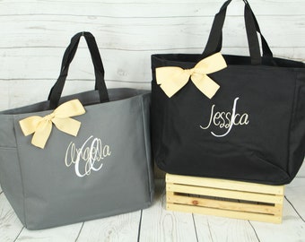 Personalized Bridesmaid Tote Bag: Embroidered Linen-Look Gift Set