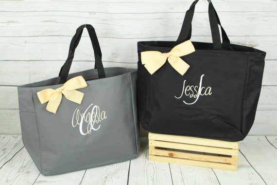 10 Personalized Bridesmaid Tote Bags Monogrammed Tote, Bridesmaids Tote, Personalized Tote, Monogrammed Bag, Bridesmaid Gift Bags (ESS1)