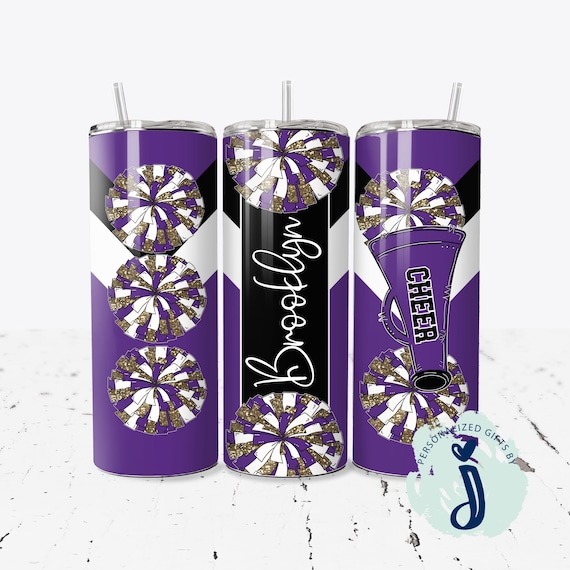 Purple and Gold Cheerleader Tumbler, Cheer Team Tumbler, Cheer Team Gift, Drill team Gift, Dance Team Gift Purple Cheer Tumbler CHEER1G