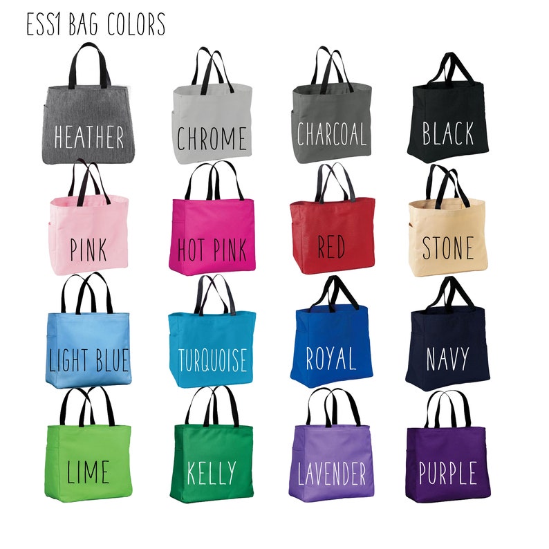 Set of 5 Embroidered Tote Bags Bridesmaid Gifts Monogram Tote Bag Personalized Bridesmaids Tote ESS1 image 2