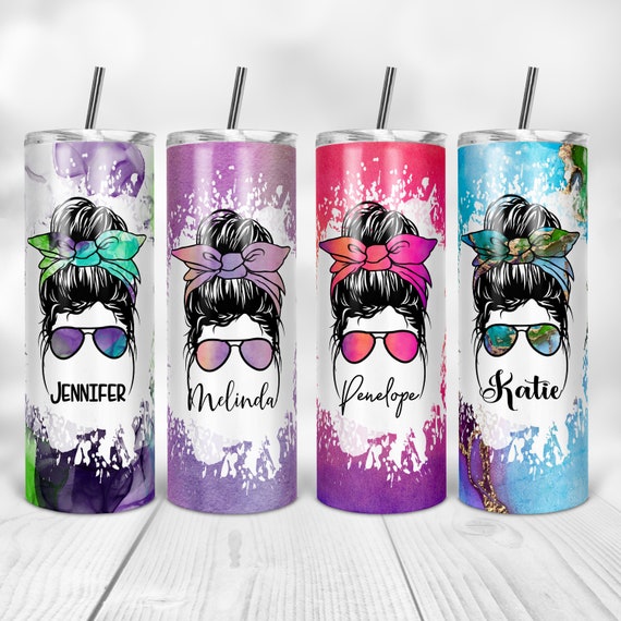 Messy Bun Tumbler, Sublimation Skinny Tumbler, Personalized Gift, Bridesmaids Gifts