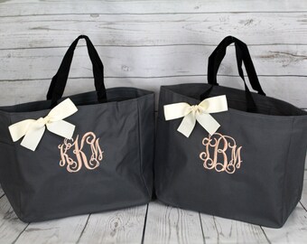 Set of 6 Personalized Bridesmaid Gift Tote Bags, Wedding Day Totes, Bridal Party Gifts, Bridesmaids Tote, Monogrammed Tote Bags (ESS1)