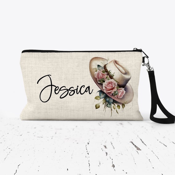 Personalized Makeup Bag, Bridesmaid Makeup Bag, Western Personalized Cosmetic Bag, Pastel Western Makeup Bag ,Gifts for Her