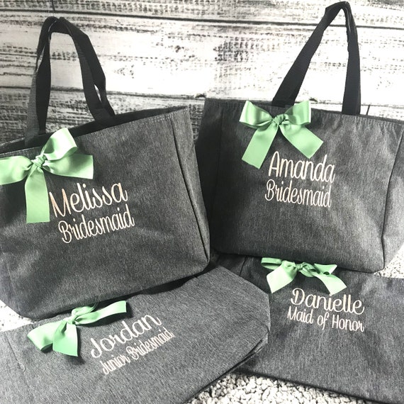 10 Personalized Bridesmaid Bags- Custom Tote - Bridesmaid Tote - Wedding Party Gift (ESS1)