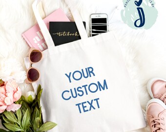 Custom Tote Bag, Bridesmaid Gifts, Your Words or Logo Tote Bag, Bridal Party Gift, Light Weight Cotton Canvas Tote