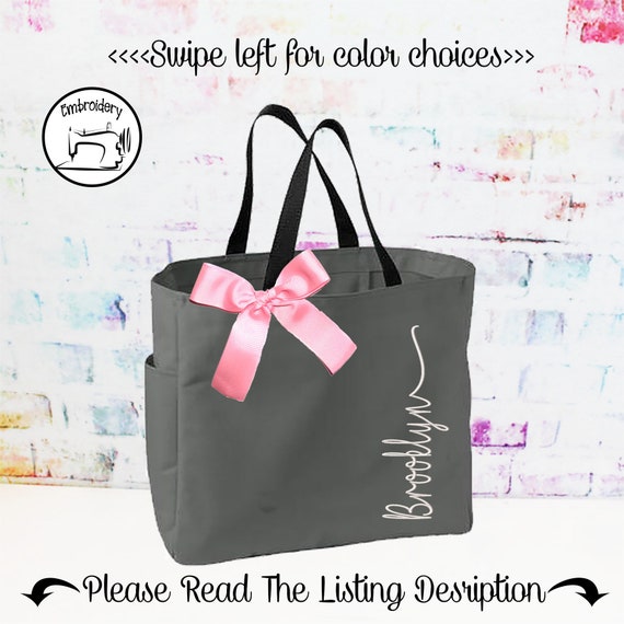 Personalized Bridesmaid Gift, Tote Bag, Monogrammed Tote, Bridesmaids Tote Bag, Personalized Tote, Wedding Totes, (ESS1)