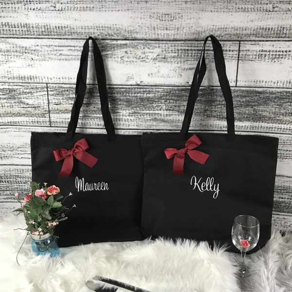 Personalized Gifts, Zippered Tote Bag, Embroidery, Bridesmaid Gifts Personalized Tote, Bridesmaids Gift, Monogrammed Tote OSZ