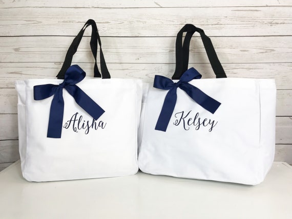 Set of 11, Bridesmaid Gift, Custom Tote Bags, Personalized Tote, Monogrammed Tote, Bridal Party Gift, Embroidered Tote (ESS1)