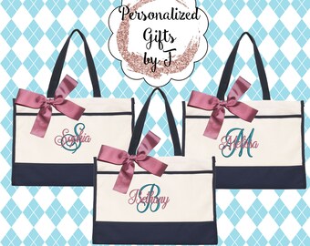 Monogrammed Tote Bag- Bridesmaid Gift- Embroidery- Personalized Bridesmaid Tote - Wedding Party Gift - Name Tote- CT1