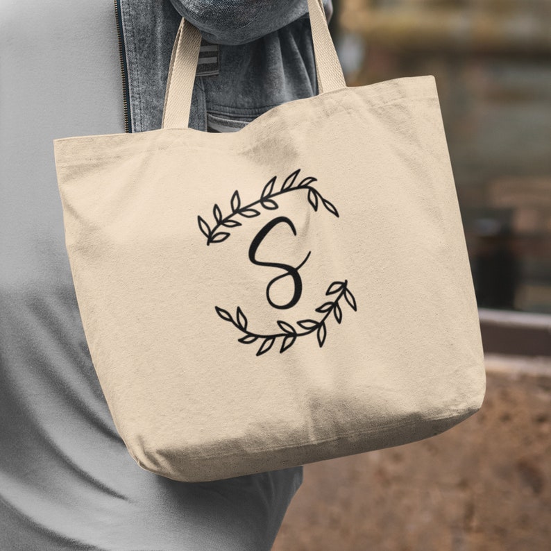 Personalized Canvas Tote Bag Initial Tote 3 Sizes to Choose Etsy