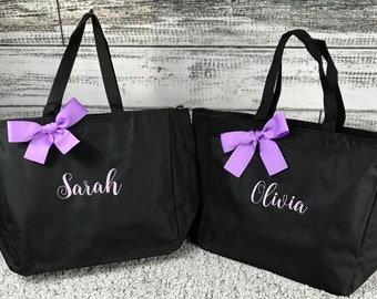Set of 7 Personalized Wedding Tote, Bridesmaid Gift Bags, Embroidered Bag, Monogrammed Bag, Bridal Party Gift, Monogram Tote (ESS1)