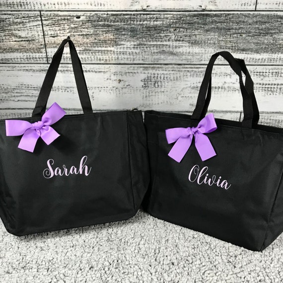 Set of 7 Personalized Wedding Tote, Bridesmaid Gift Bags, Embroidered Bag, Monogrammed Bag, Bridal Party Gift, Monogram Tote (ESS1)