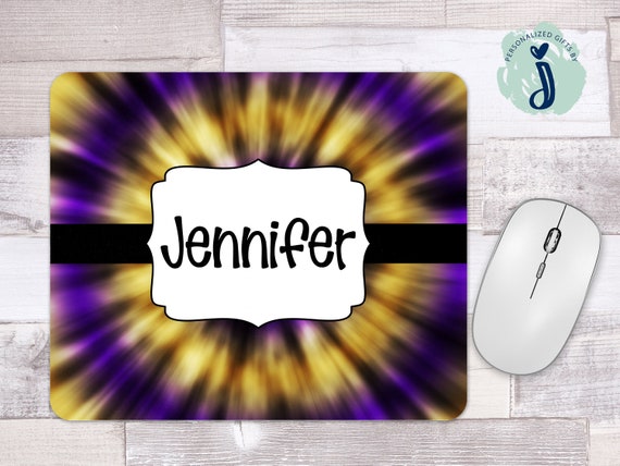 Purple and Yellow Starburst Tie Dye Personalized Mousepad