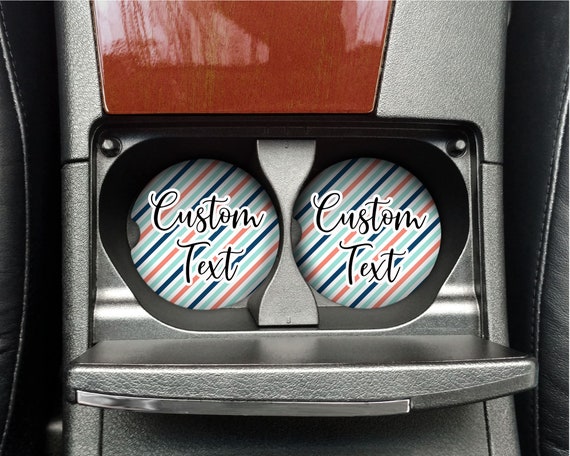 Car Coaster Personalized, Monogrammed Car accessorie, Striped design