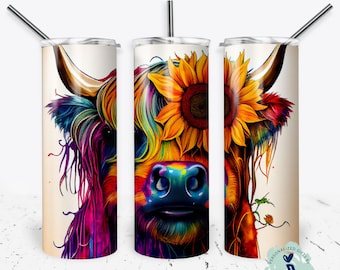 Highland cow tumbler, fuzzy cow tumbler, Furry cow tumbler