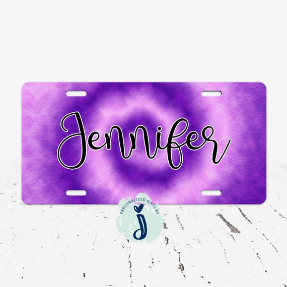 Tie Dye License Plate , Personalized Car Tag, Blue and Purple Tie Dye Car Tag, Monogram Plate, Personalized Plate, Front License Plate