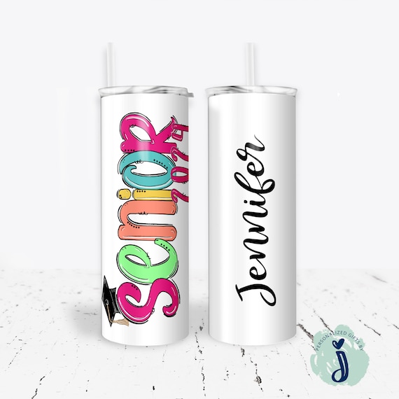 Senior 2024 Tumbler, Personalized Senior Doodle Tumbler, 20 oz metal tumbler, Senior Gift, Senior Student Tumbler