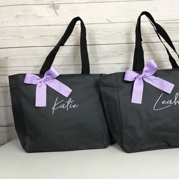 9 bridesmaid tote bags , bridesmaid gifts , zipper tote bag , beach bag , bachelorette party gift ,wedding bag , maid of honor NSZ1