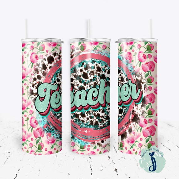 Cowhide Pink Rose Teacher Tumbler, Western Teacher Appreciation Gift, Teacher Gift, End Of School Teacher Gift, Amazing Teacher Gift