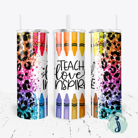 teacher appreciation gift,  teacher tumbler, teacher rainbow leopard tumbler, cute teacher appreciation gift