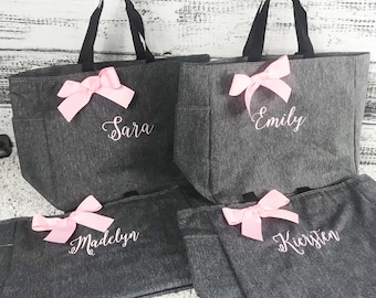 Tote Bag Personalized, Bridesmaid Gifts, Embroidery, Personalized Tote, Bridesmaids Gift, Monogrammed Tote (ESS1) BS