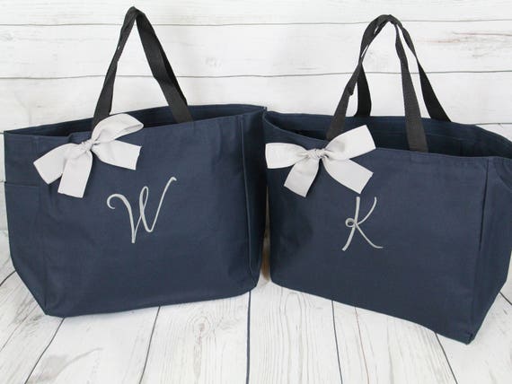 Set of 2 Personalized Bridesmaid Gift Tote Bags Monogrammed Tote, Bridesmaids Tote, Personalized Tote Wedding (ESS1)