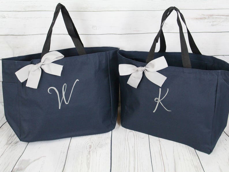 Set of 2 Personalized Bridesmaid Gift Tote Bags Monogrammed Tote, Bridesmaids Tote, Personalized Tote Wedding ESS1 image 1