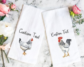 Personalized Kitchen Towel, New Home Gift, Hostess Gift, Personalized Christmas Gift, chicken decor