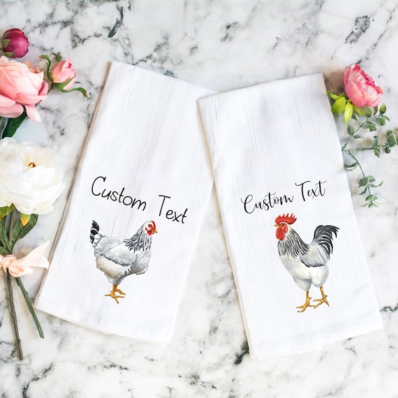 Personalized Kitchen Towel, New Home Gift, Hostess Gift, Personalized Christmas Gift, chicken decor