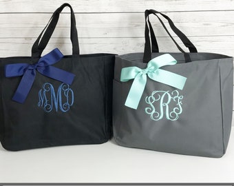 Set of 4, Personalized Bridesmaid Gift, Personalized Tote, Bridesmaids Gift, Monogram Tote, Maid of Honor Tote Bag, Wedding Day Tote (ESS1)