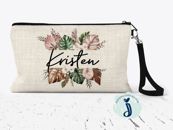 Personalized Makeup Bag, Tropical Bohemian Makeup bag, Makeup Bag Personalized, Bridesmaid Makeup bag Gift