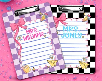 Personalized Teacher Clipboard: Preppy Custom Acrylic Decor