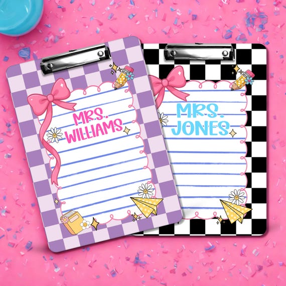 Personalized Teacher Clipboard: Preppy Custom Acrylic Decor