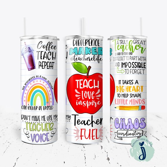 Teacher Tumbler with Cute Quotes, Teacher Appreciation Gift, Durable Stainless Steel Travel Mug for Educators & School Staff