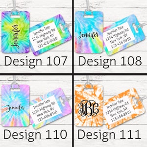 Bag Tags Personalized Custom Luggage Tag Luggage Tags Traveler gift Graduation gift Bachelorette gift Tie Dye 107-122 image 3