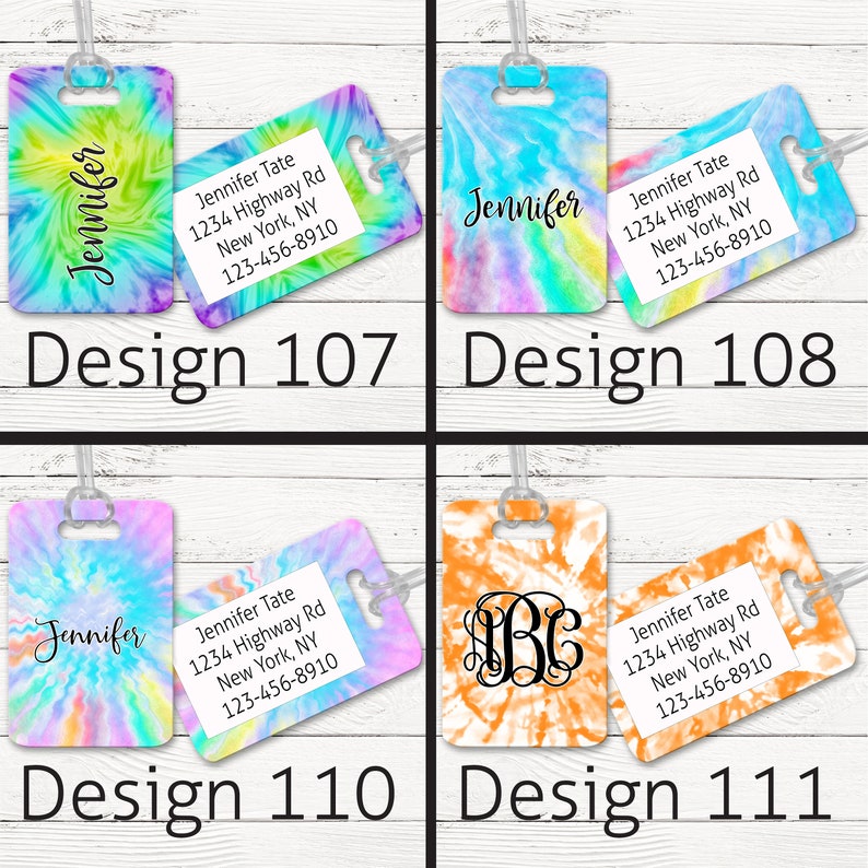 Bag Tags Personalized Custom Luggage Tag Luggage Tags Traveler gift Graduation gift Bachelorette gift Tie Dye 107-122 image 3
