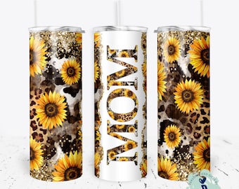 Mom Tumbler/ Sunflower, Cowhide, Leopard Mom Tumbler, Mothers Day Gift/ Western Mom Tumbler