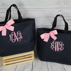 9 Bridesmaids Gift Personalized Tote Bags Monogrammed Tote, Bridesmaid Tote Personalized Tote Wedding Totes Day of Wedding Bag ESS1 image 1